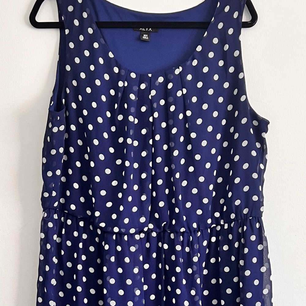 Alyx Navy and White Polka Dot Sleeveless Dress Size 18W